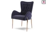 Leather Arm Hotel Room Chairs With Button Decorative / Stainless Steel Legs