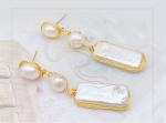 New Women Pearl Earrings Delicate Two-sided Baroque Pearl Earring for Women