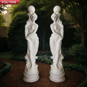Wholesale High Quality Natural Stone Marble Lady Statue With Lamp from china suppliers