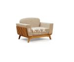 Modern Oas Wood Big Fabric Sofa Chair