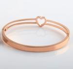 latest Stainless Steel Heart Wire Bracelet for Girls, High-End Open Bangles