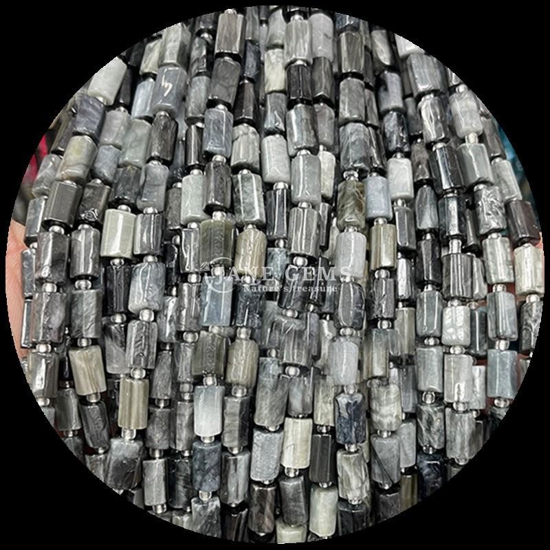 Gems Bead Natural Crystal Strawberry Quartz Gemstone Faceted Cylinder Shape Loose Bead Strands for Jewelry Making