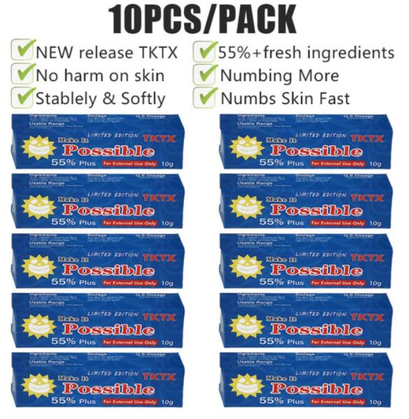 10g TKTX White Numbing Cream Stopping Pain Eyebrow Lip Anesthetic Lidocaine