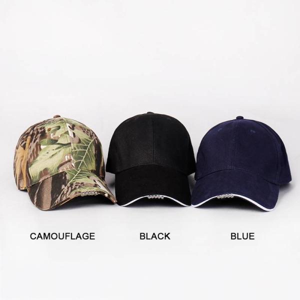 5 LEDs Soft Cotton Baseball Caps Camo Adjustable Strap Velcro Closure With