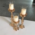 Wholesale chic iron laciness votive set gold candle holder for wedding table