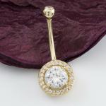 Solid 14k Gold Belly Button Ring With Real Diamond 16g Body Jewelry