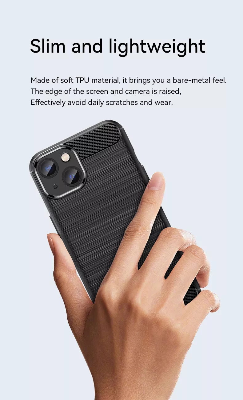 Shockproof Thin Carbon Fiber Soft TPU Silicone Mobile Phone Case for iPhone 13 14 Pro Max