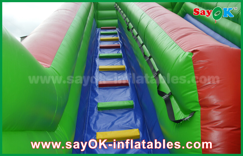 Inflatable Slippery Slide Safety PVC Tarpaulin Inflatable Bouncer Slide Yellow / Green Color For Playing