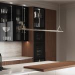 Contemporary Wood Grain Kitchen Set Furniture Cabinet And Stainless Steel
