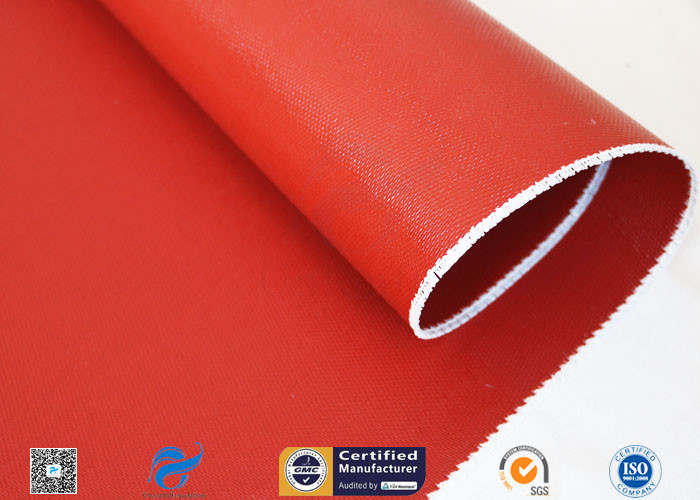 1mm Bright Red Silicone Coated Fiberglass Cloth For Thermal Insulation Jacket