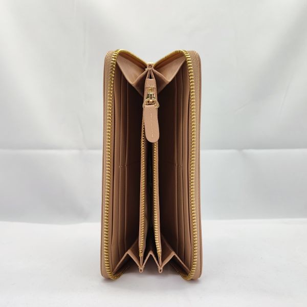 Brown Ladies Purse Saffiano PU Leather Wallet With Zipper Card Holder WA21