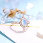 Newest Rose Gold Plating 925 Sterling Silver Jewelry Oval Cut Blue Moonstone