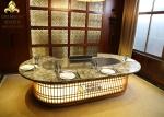 Japanese Style Oval Shape Stainless Stell Teppanyaki Grill Catering Equipment