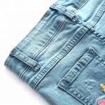 Long Kids Denim Clothes Baby Girl Denim Pants With Flower Embroidered Decor
