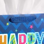 Customized Logo Handmade Blue Shopping Tote Art Gift Paper Bags for Birthday