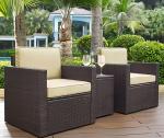 3PCS 2 Seater Rattan Garden Sofa Set Outdoor Cane Wicker Outdoor Rattan Patio