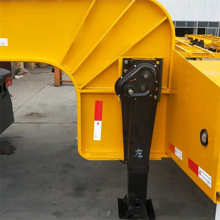 High Quality Lowbed Trailer Transport Heavy Machine Low Bed Truck Semi Trailer With Mechanical Ladder