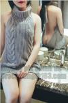 Sexy Sleeveless Tie Open Back Backless Sweater Anime Cosplay Reversible Long