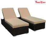 Brown Wicker Outdoor Patio Sectional Sofa Set , Modern Patio Furniture Beige
