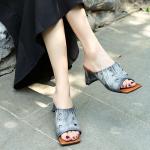 S263 Hole slip-toe slippers, cool temperament, fashionable mid-heel slippers