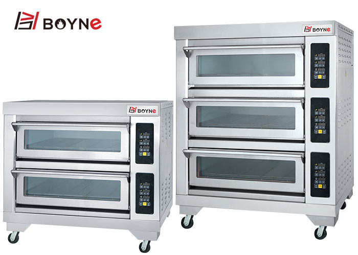 Three Layer Six Trays Deck Oven With Long Glass Electric 380v with digital computer
