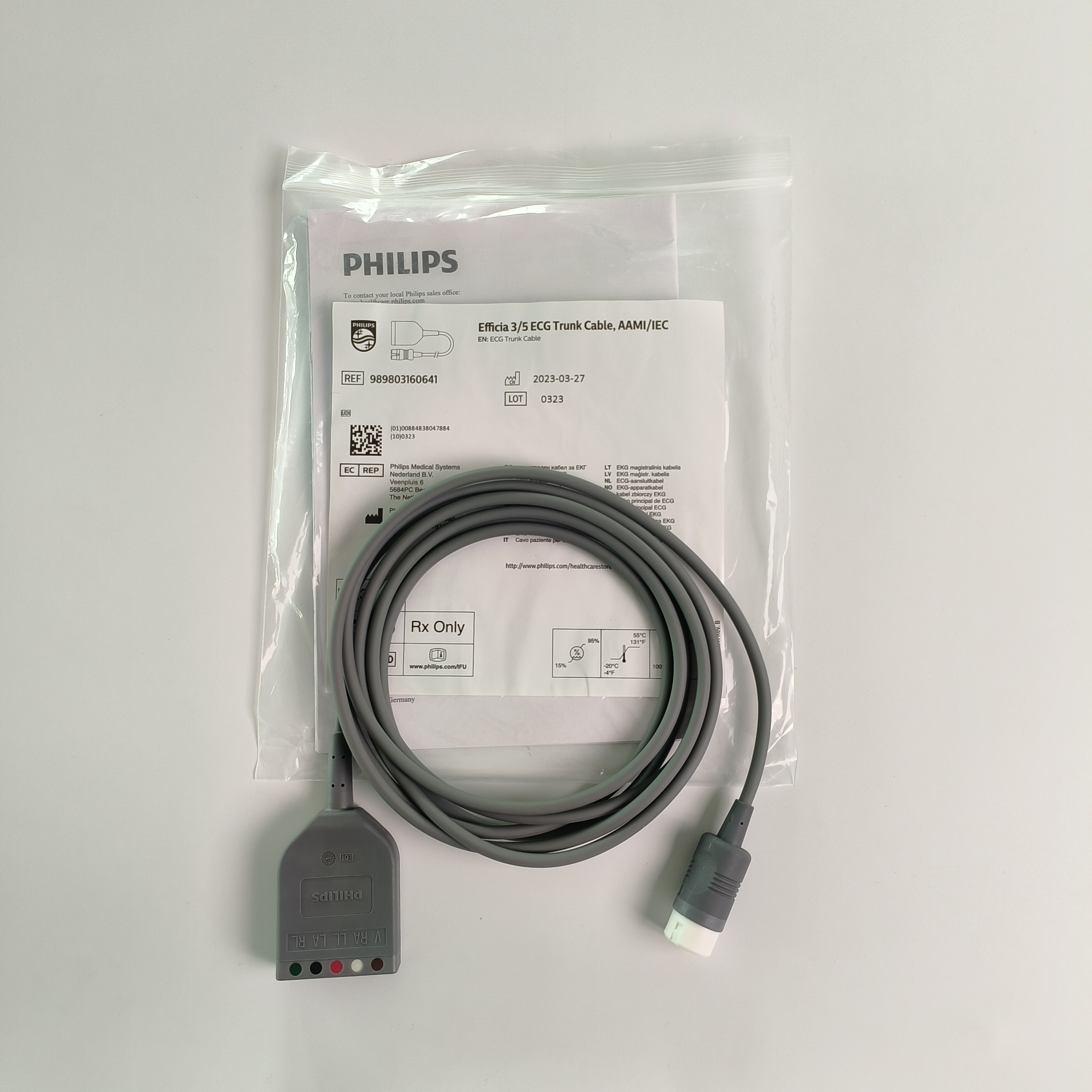 PHILIP Original Efficia 3/5 ECG Trunk Cable, AAMI/IEC. REF: 989803160641