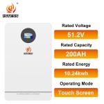 51.2V 200Ah 10.24Kwh Lifepo4 Power Wall Mounted Household Solar Power Systems