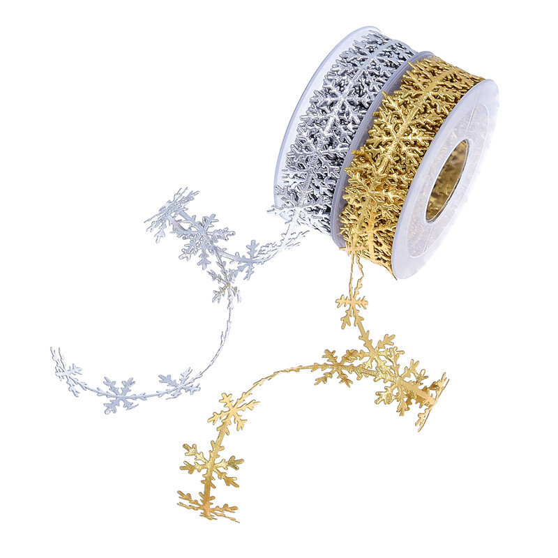 25mm Ultrasonic Snow Ribbon For Christmas Tree Silver Gold Color
