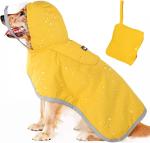 Dog Waterproof Raincoat with Poncho Hoodie, High Reflective Adjustable Yellow