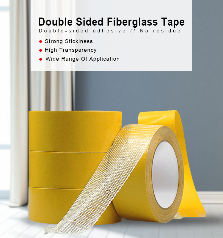 Cross Weave Fiberglass Double Sided Adhesive Tape Mesh Synthetic Rubber
