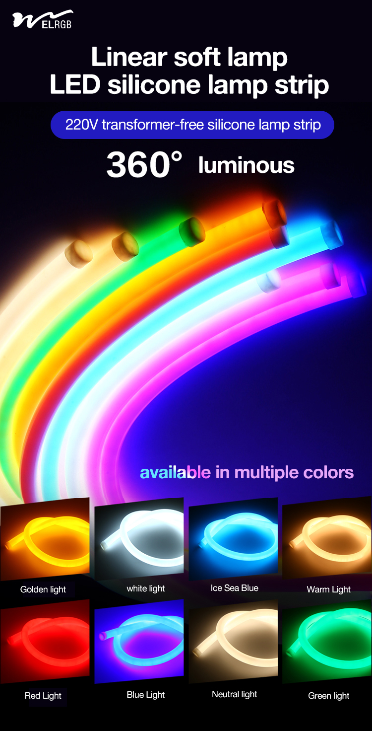 Residential 360 Degree Circular Full Body Luminescent Silicone Light Strip Low Voltage LED Soft Light Strip