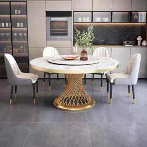 Wholesale Banquet Halls / Villas Round Counter Height Marble Dining Table For 6 from china suppliers