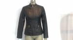 Zip Through Chocolate Ladies PU Jacket With Embroidery And Metal Ingot TW84949