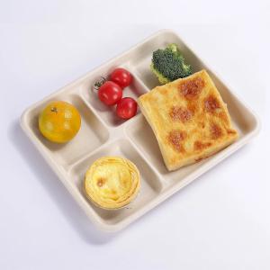 Wholesale 260MM Pakacging Sugarcane Bagasse Tray 5 Compartment Meal Tray Pulp Molded from china suppliers
