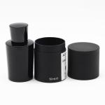 Black Leather Cardboard Tube Gift Box For Refined Oil Perfume 30ml 50ml 100ml