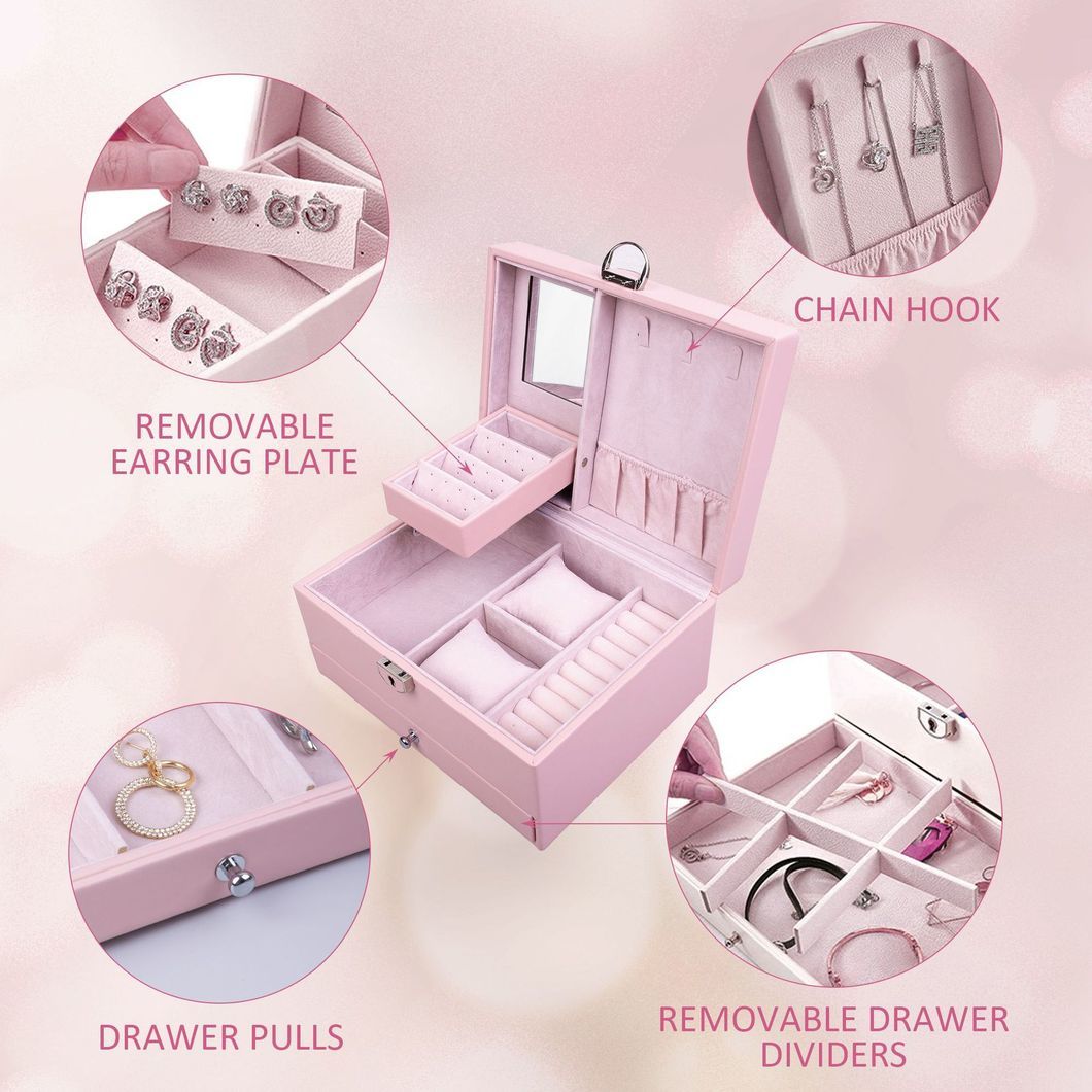 Custom Logo Luxury Jewelry Gift Box Travel Ring Necklace Leather Packaging Storage Box