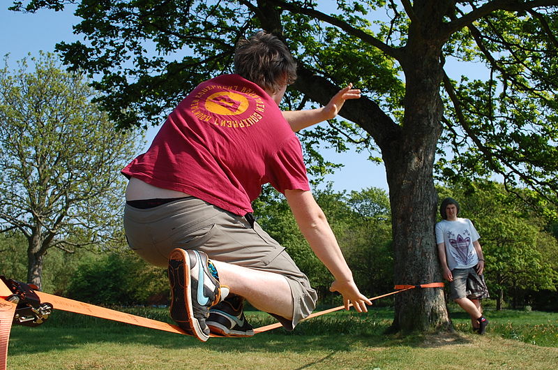 Outdoor Sports Polyester Slackline Rope Three Section Setup Custom Printed