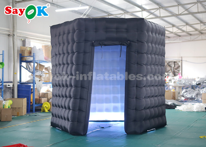 Inflatable Party Tent Hexagon Black Blow Up Photo Booth For Party / Inflatable LED Booth