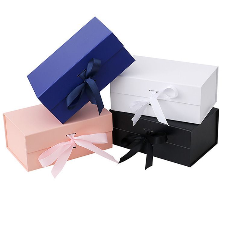 Elegant Packaging Boxes 100% Recycled Paper Ribbon Tie Magnetic Gift Boxes with Matte Finish for Promotions