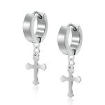 Hot sale cross pendant circle round stainless steel earring hoop earrings