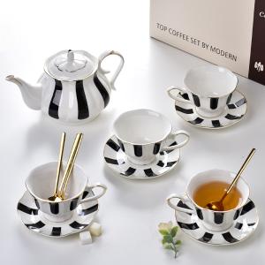 Wholesale Light Luxury Ceramic Teapot Set With Gold Rim Porcelain Coffee Cups And Saucers from china suppliers