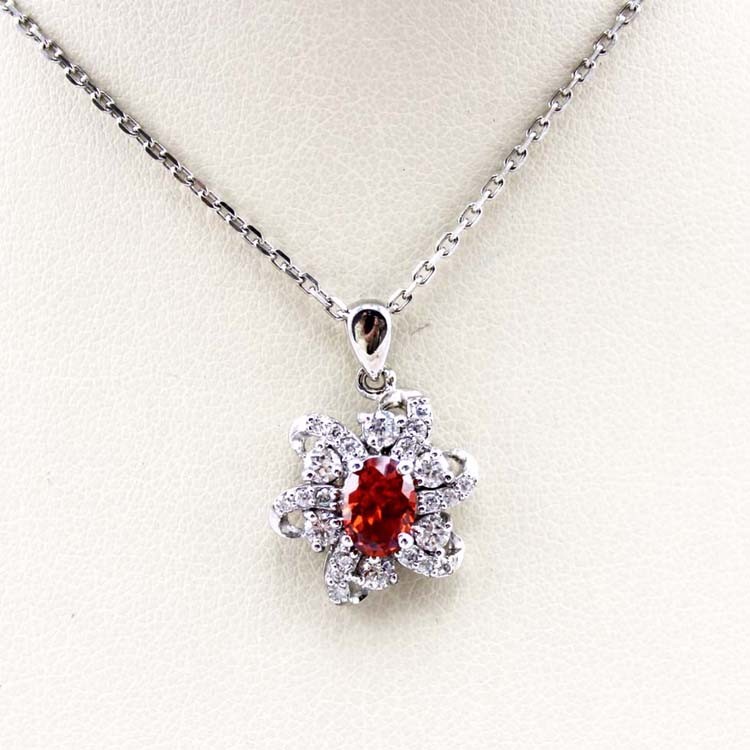 Sterling Silver Cable Chain Oval Green Cubic Zircon Pendant Necklce (P10)