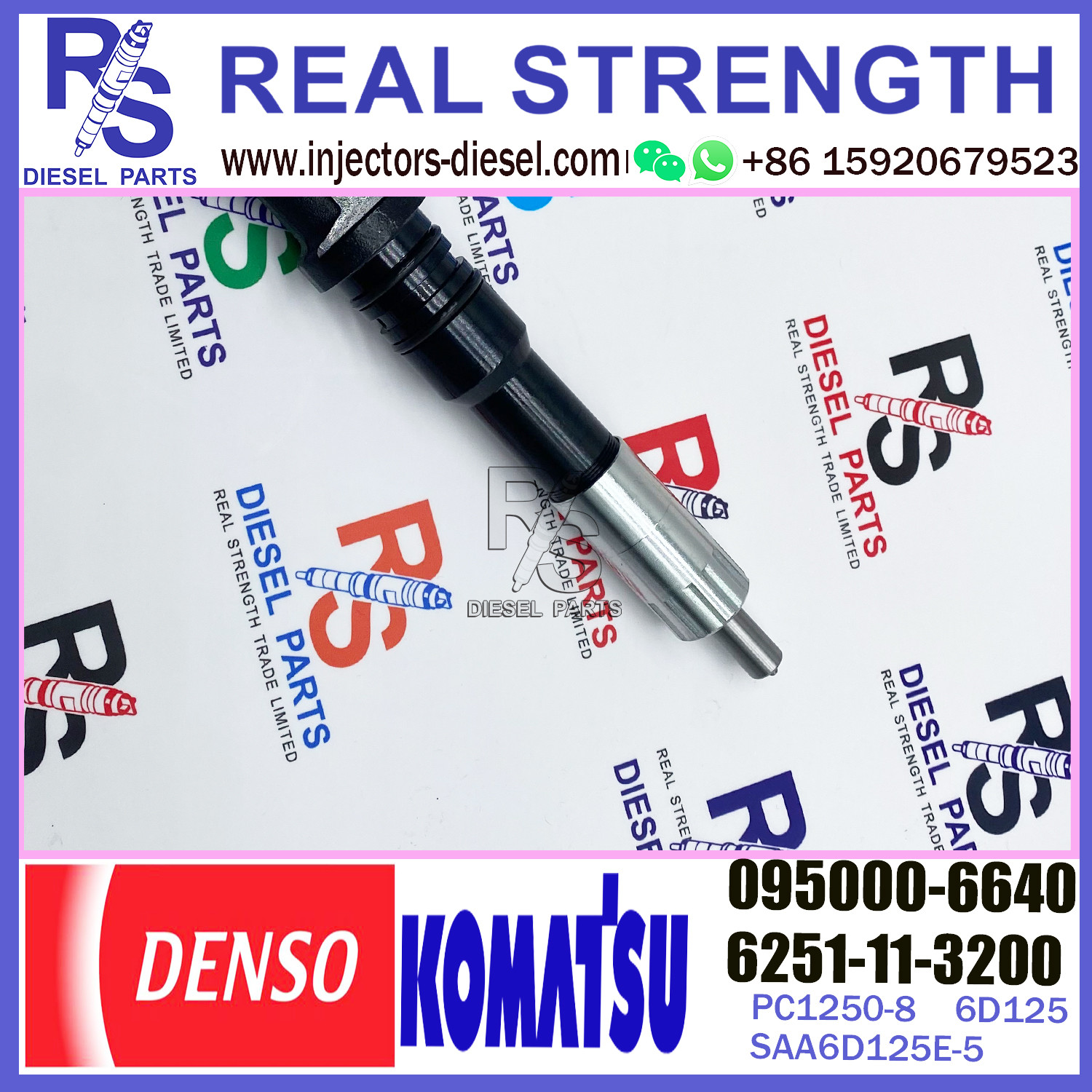 For KOMATSU SAA6D125E-5 6251-11-3200 6251-11-3201 Common Rail Fuel Injector 095000-6640