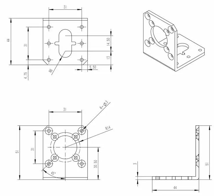 Aslong 36mm 555 DC Motor Bracket Aluminum fixing base OEM ODM