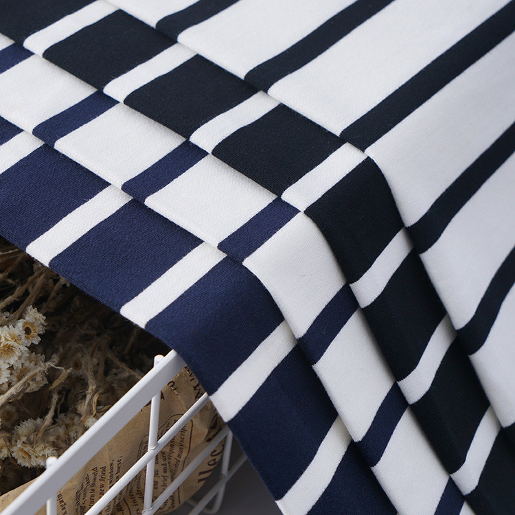 Breathable Comfortable Striped Cotton Fabric For French Terry