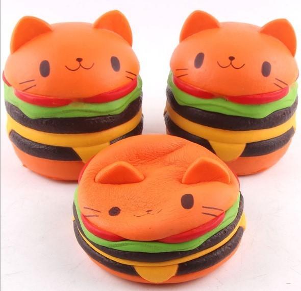 Cute Bread Jumbo Cat Head Burger Soft PU Stress Relief Slow Rising Squishy