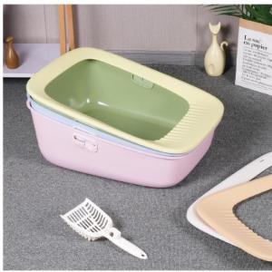 Wholesale Pink Green Open Cat Litter Box Open Top Litter Box With Shield from china suppliers