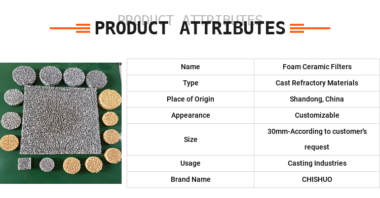 ISO9001 Certified Customized Designs Ceramic Foam Filter for Casting Fireproof Filter