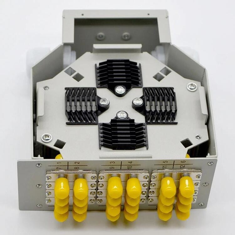 24 Core DIN Rail Fiber Optic Cable Patch Panel 12 ST Duplex Adapter Terminal Connection Box