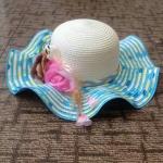 Hand Printing Summer Floppy Straw Beach Hat Flower Decoratiaon Available 50cm -